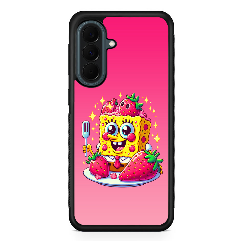 SpongeBob Eating Strawberry Samsung Galaxy A37 Case | Samsung Galaxy A37 Rubber Phone Case