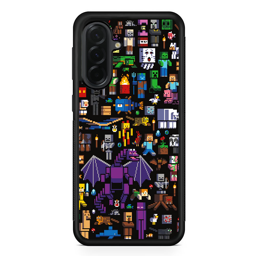 Minicraft All Characters Samsung Galaxy A36 Case | Protective Rubber Cover