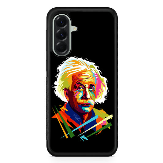 Albert Einstein Pop Art Black Samsung Galaxy A56 Case | Samsung Galaxy A56 Protective Rubber Case