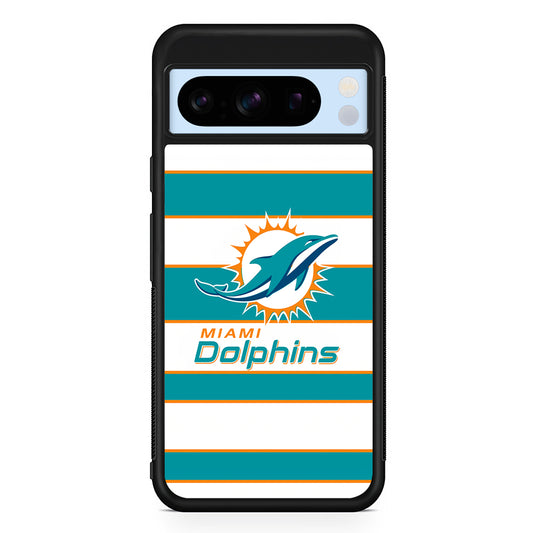 NFL Miami Dolphins White Stripe Google Pixel 8 Pro Case | Slim Rubber Case for Google Pixel 8 Pro