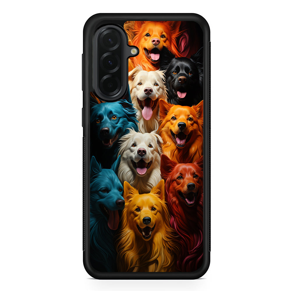 Collection of Colorful Dogs Samsung Galaxy A36 Case | Protective Rubber Cover