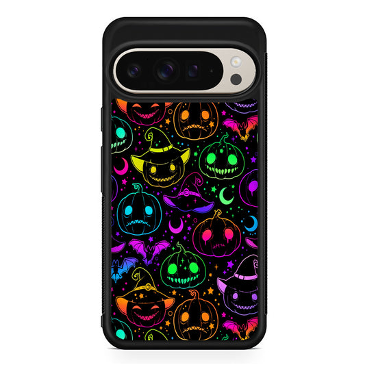 Halloween Pumpkins and Flying Bats Google Pixel 9 Pro Case | Slim Protective Cover