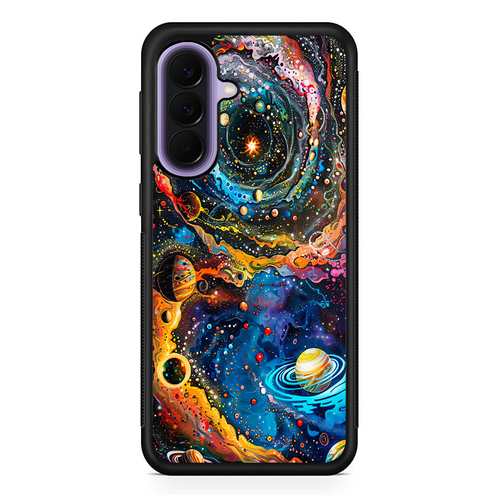 Colorful Galaxy Many Planets Samsung Galaxy A57 Case | Slim Samsung Galaxy A57 Rubber Case