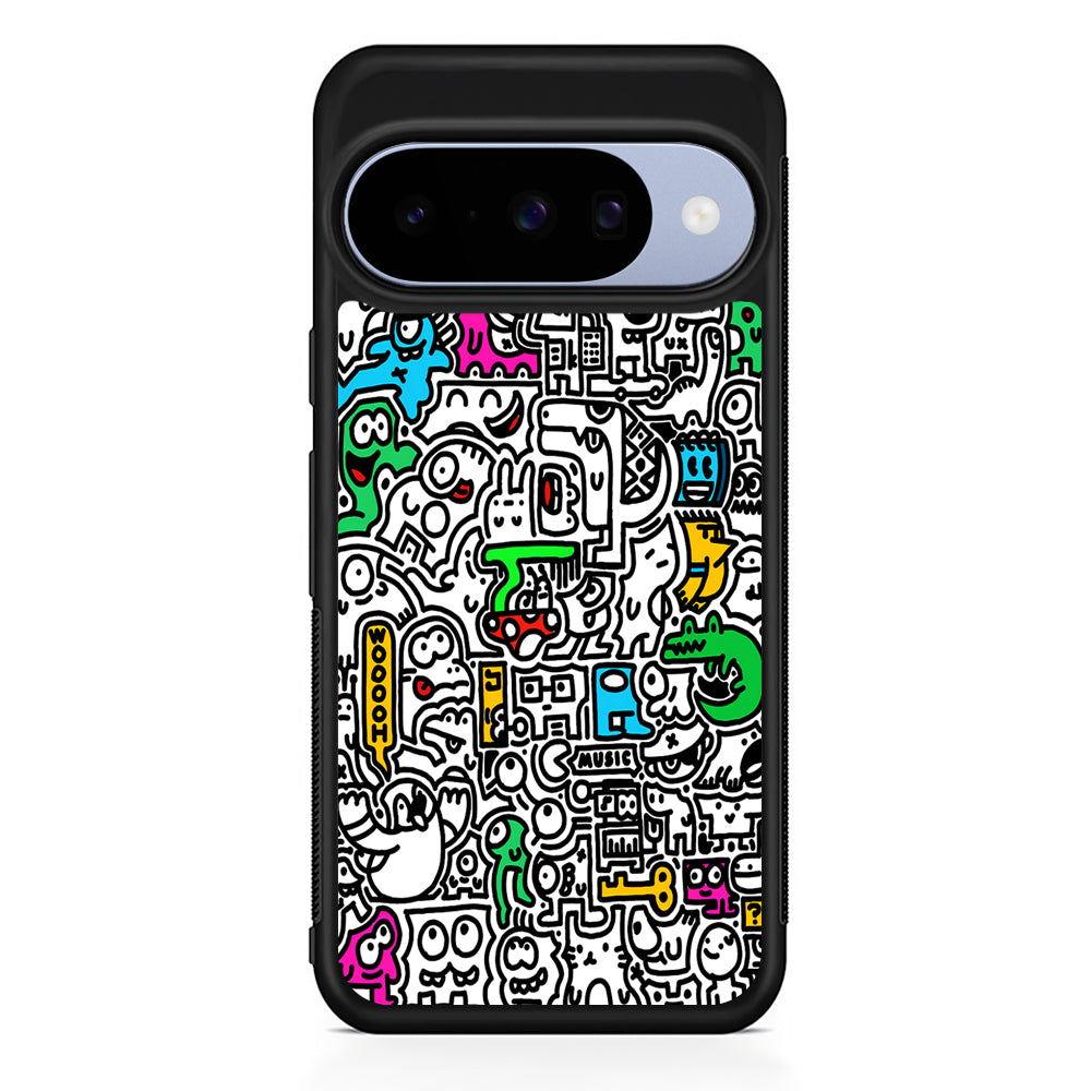 Graffiti Doodle Drawings Art Google Pixel 10 Case | Google Pixel 10 Rubber Protective Case