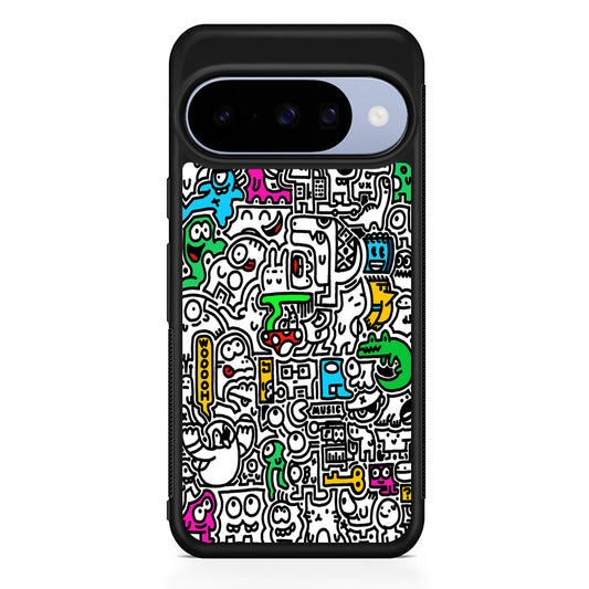 Graffiti Doodle Drawings Art Google Pixel 10 Case | Google Pixel 10 Rubber Protective Case