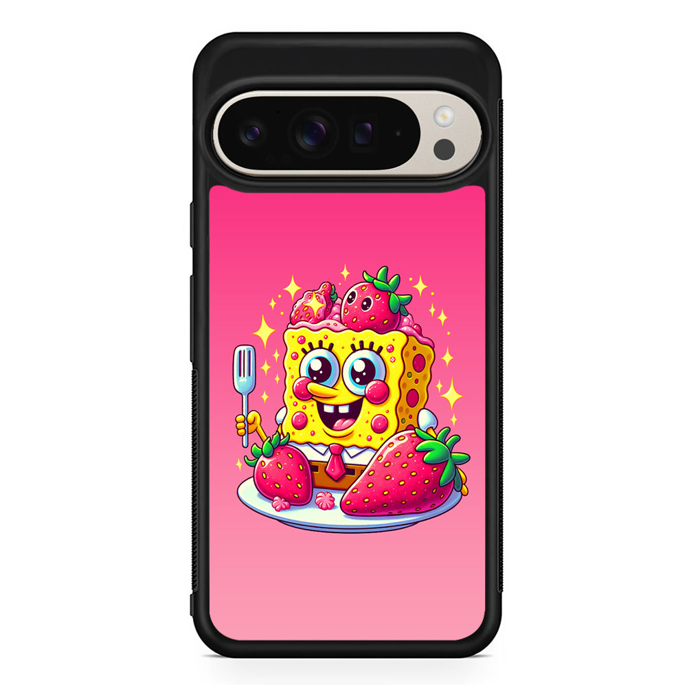 SpongeBob Eating Strawberry Google Pixel 9 Pro Case | Slim Protective Cover