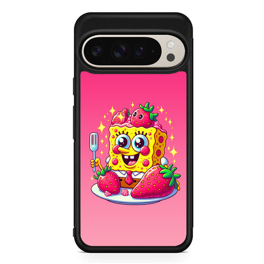 SpongeBob Eating Strawberry Google Pixel 9 Pro Case | Slim Protective Cover