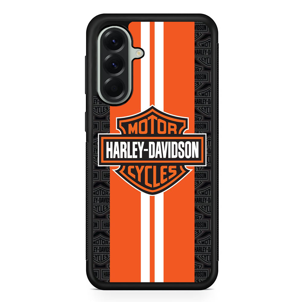 Harley Davidson Orange Stripe White Samsung Galaxy A56 Case | Durable Samsung Galaxy A56 Cover