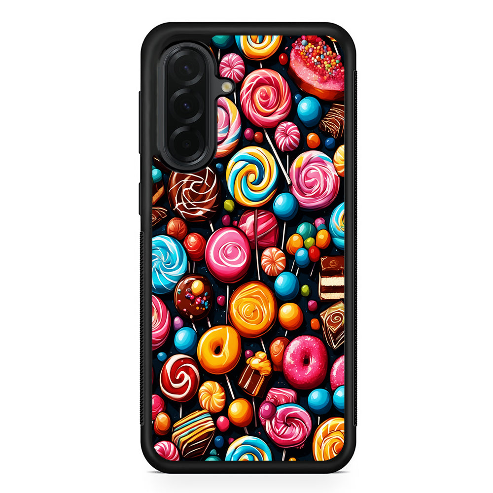 Colorful Assortment of Candies Samsung Galaxy A36 Case | Protective Rubber Cover