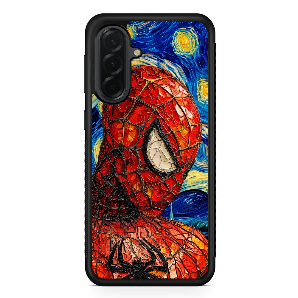 Spiderman Starry Night Samsung Galaxy A36 Case | Protective Rubber Cover