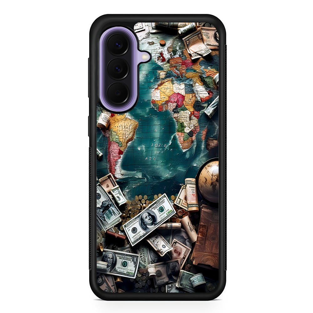 Money on The Map Travel Samsung Galaxy A57 Case | Slim Samsung Galaxy A57 Rubber Case