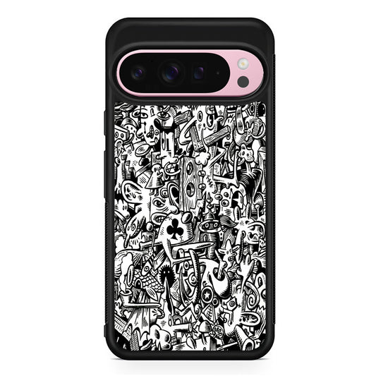 Graffiti Doodle Monokrom Google Pixel 9 Pro XL Case | Protective Cover
