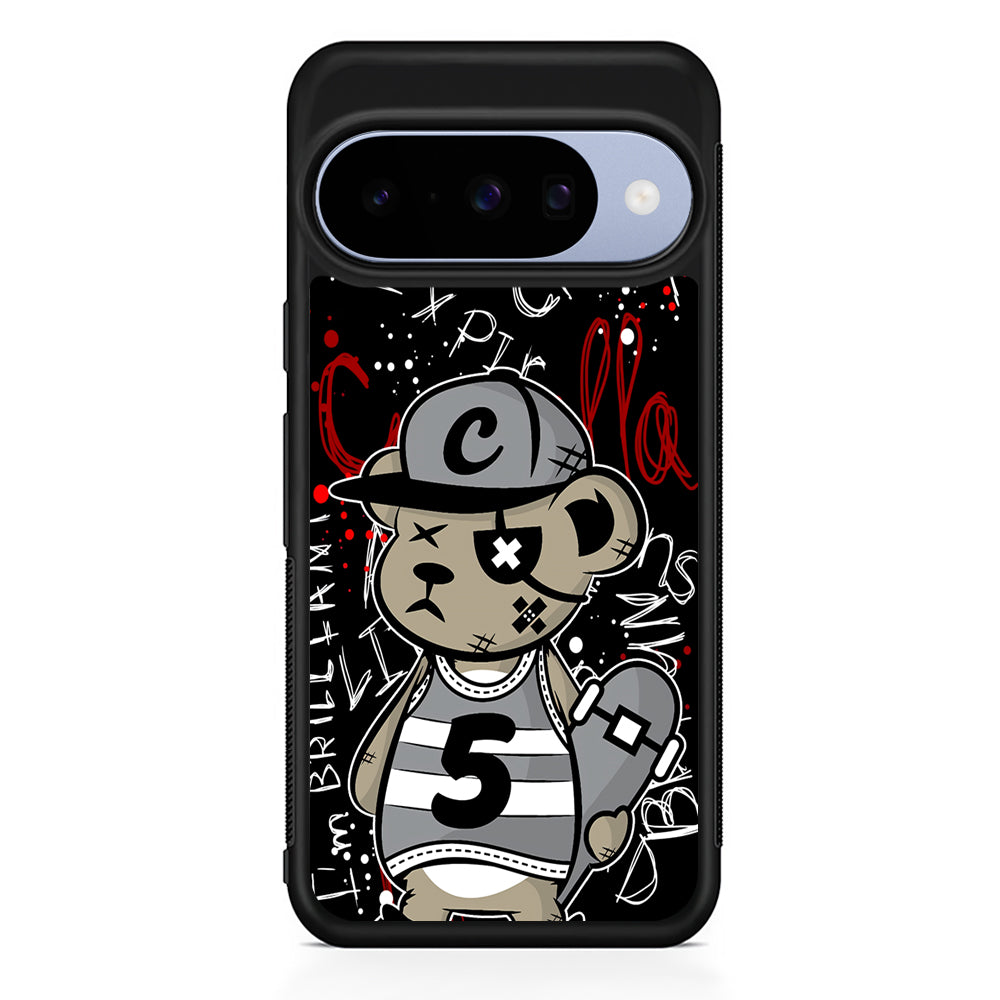Crew Five Skater Bear Google Pixel 10 Case | Google Pixel 10 Rubber Protective Case