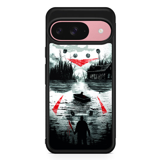 Friday the 13th Silhouette Mask Google Pixel 9 Case | Google Pixel 9 Protective Rubber Case