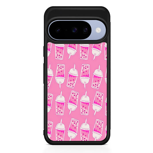 Bubble Tea Pink Pattern Google Pixel 10 Case | Google Pixel 10 Rubber Protective Case