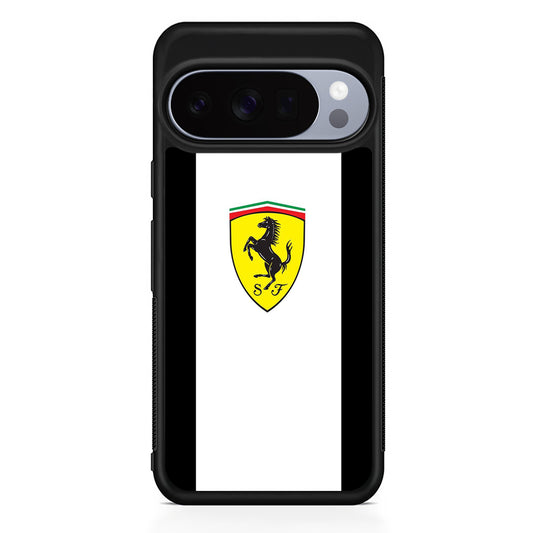 Ferrari White Stripe Emblem Google Pixel 10 Pro Case | Slim Google Pixel 10 Pro Rubber Case
