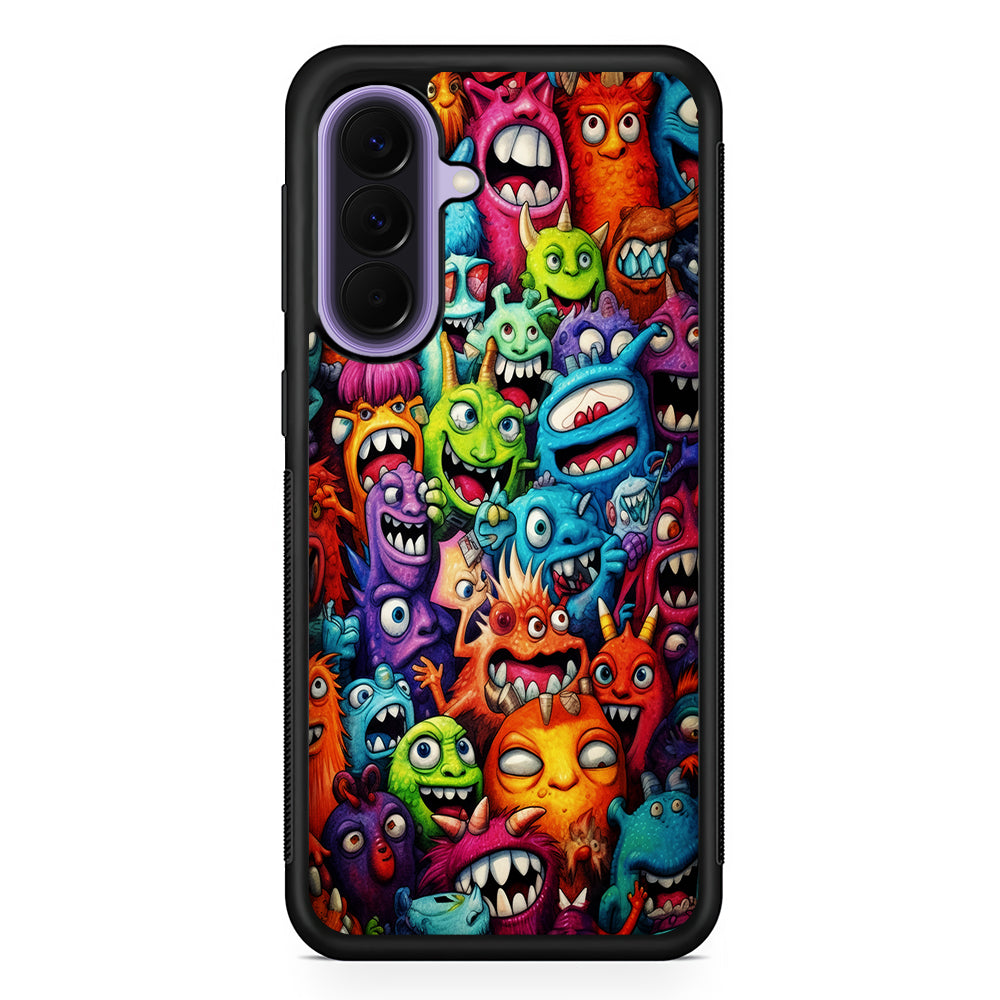 A Lot of Monsters Doodle Samsung Galaxy A57 Case | Slim Samsung Galaxy A57 Rubber Case