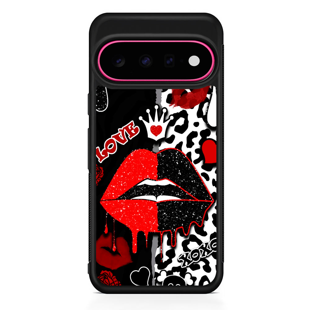 Girly Red Black Lips Kiss Google Pixel 11 Case | Slim Shockproof Cover