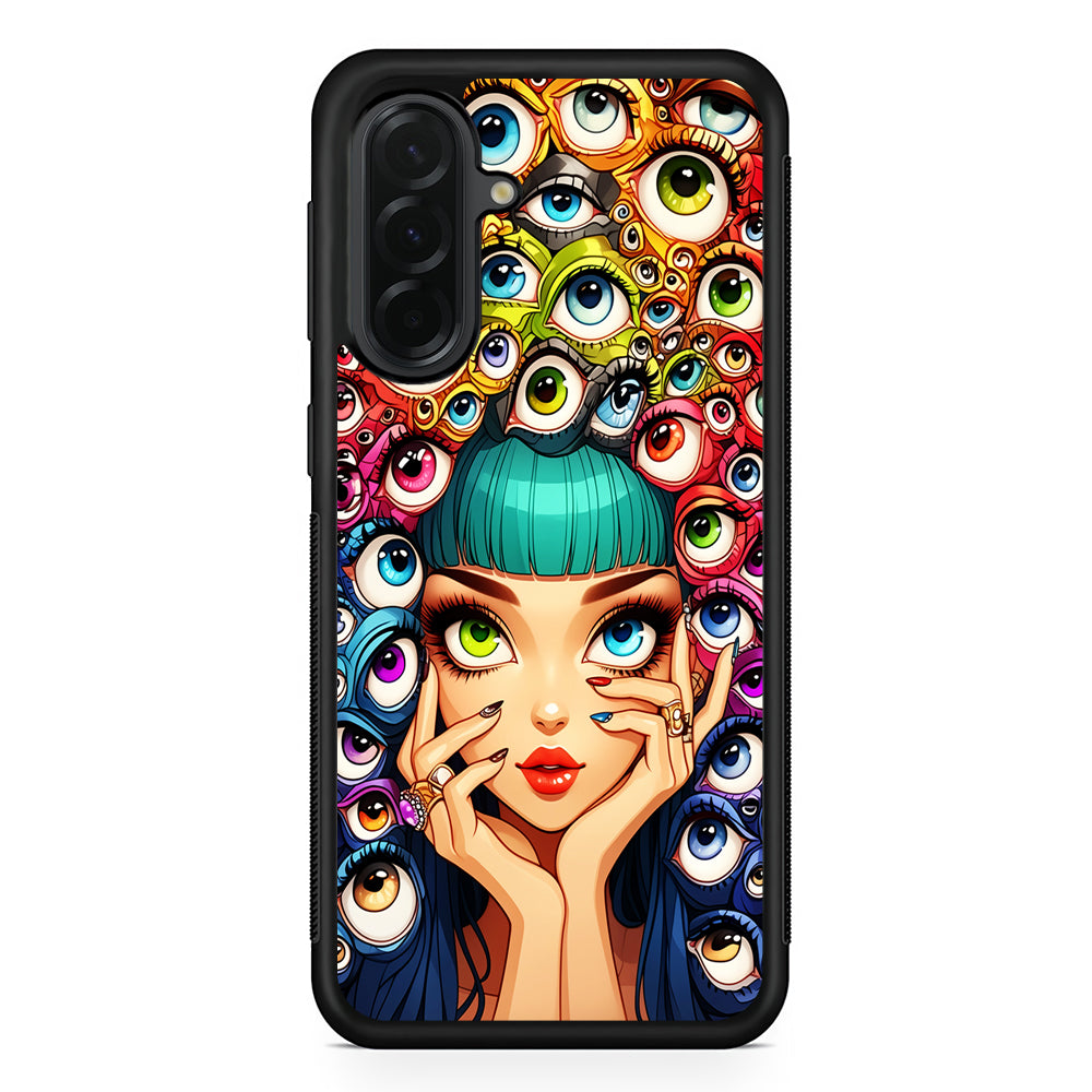 Flamboyant Girl with Many Eyes Samsung Galaxy A36 Case | Protective Rubber Cover