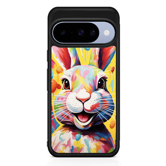 Happy Rabbit Painting Google Pixel 10 Case | Google Pixel 10 Rubber Protective Case