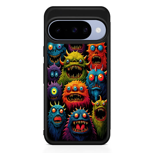 Colorful Scary Monster Doodle Google Pixel 10 Case | Google Pixel 10 Rubber Protective Case