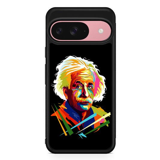 Albert Einstein Pop Art Black Google Pixel 9 Case | Google Pixel 9 Protective Rubber Case