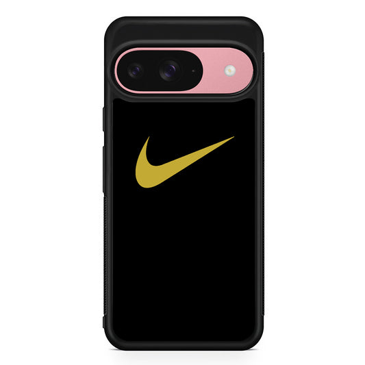 Nike Gold Logo Black Google Pixel 9 Case | Durable Google Pixel 9 Cover