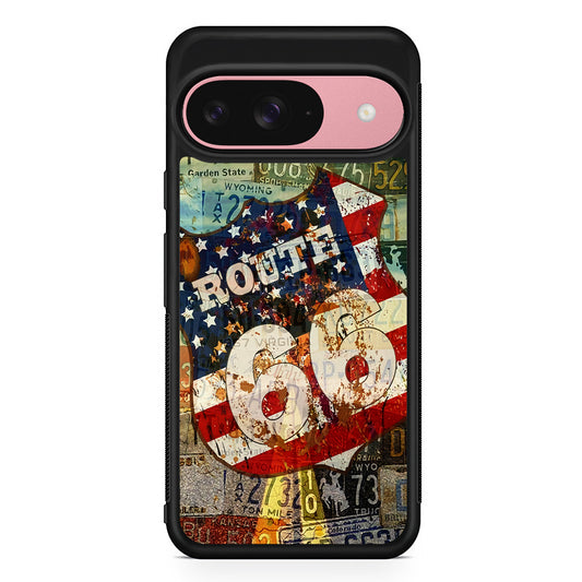 Route 66 Classic Plate Google Pixel 9 Case | Google Pixel 9 Protective Rubber Case