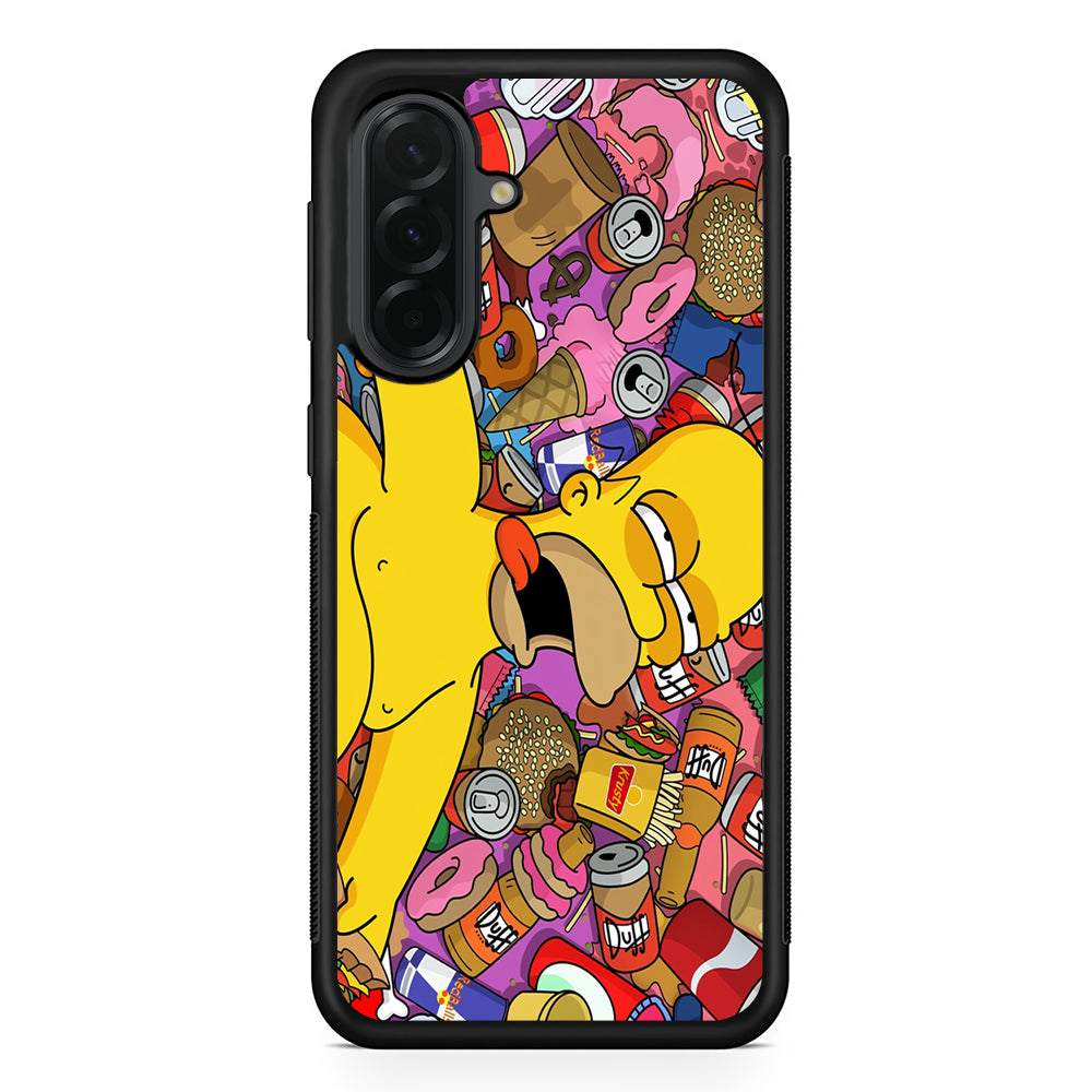Homer Simpson Faint From Being Full Samsung Galaxy A36 Case | Protective Rubber Cover