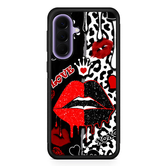 Girly Red Black Lips Kiss Samsung Galaxy A57 Case | Slim Samsung Galaxy A57 Rubber Case