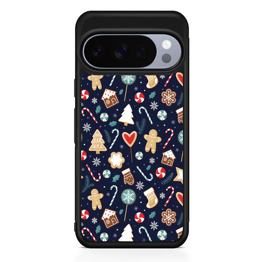 Christmas Ornaments Pattern Navy Google Pixel 10 Pro Case | Slim Google Pixel 10 Pro Rubber Case