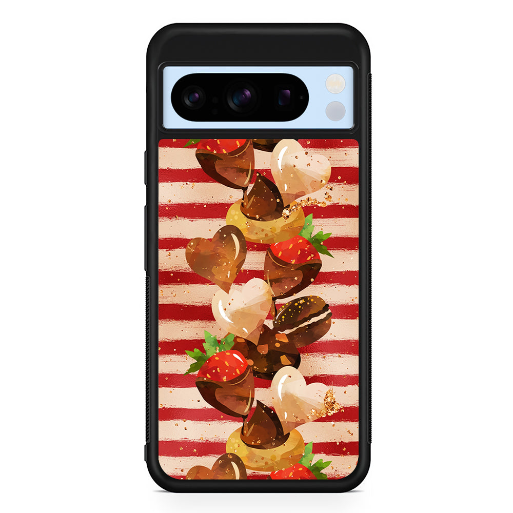Strawberry in Chocolate and Cookie Google Pixel 8 Pro Case | Slim Rubber Case for Google Pixel 8 Pro