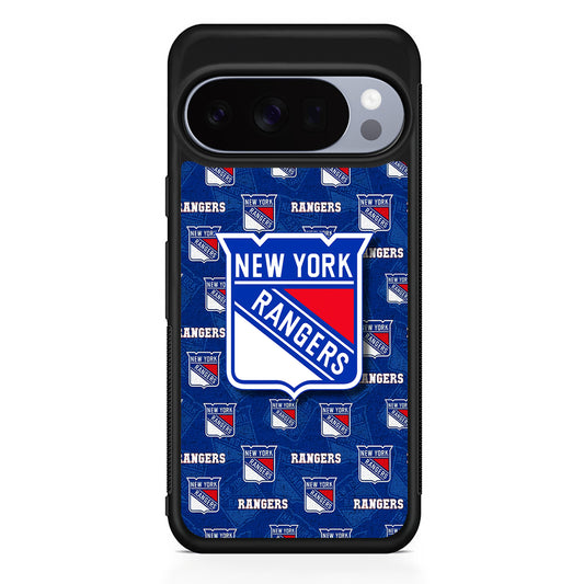 NHL New York Rangers Pattern Google Pixel 10 Pro Case | Slim Google Pixel 10 Pro Rubber Case