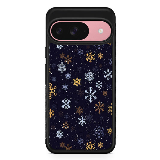 Dark Blue Yellow Winter Google Pixel 9 Case | Google Pixel 9 Protective Rubber Case