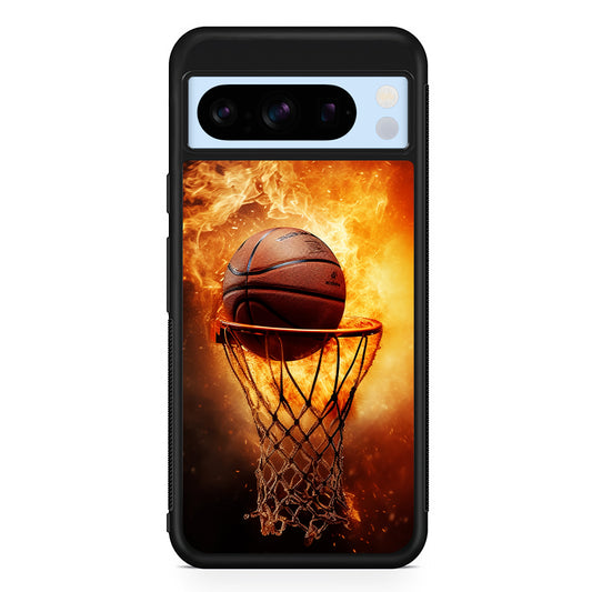 Basketball Ball on Fire Google Pixel 8 Pro Case | Slim Rubber Case for Google Pixel 8 Pro
