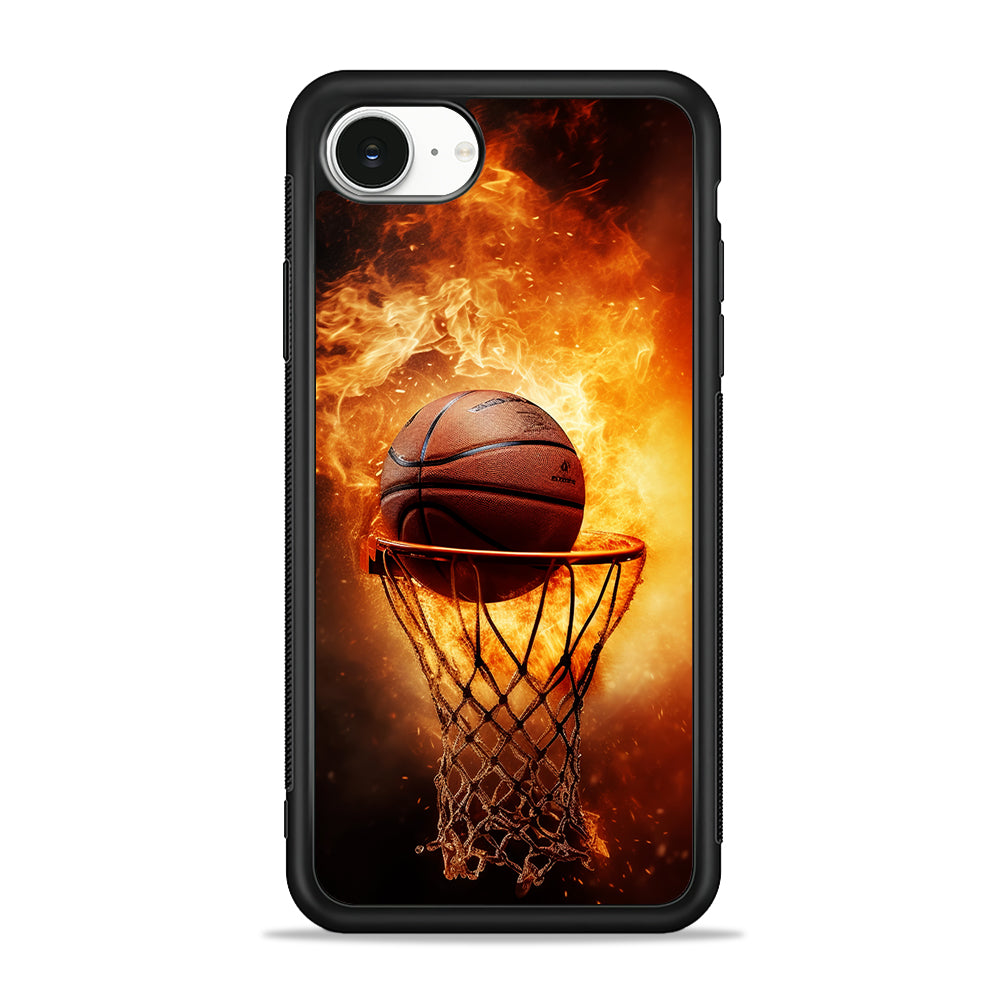 Basketball Ball on Fire iPhone 16e Case | Protective Phone Cover