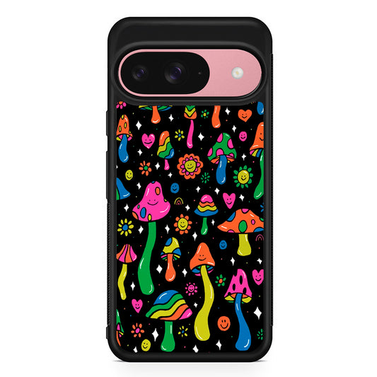 Various Mushrooms Smile Colorful Google Pixel 9 Case | Google Pixel 9 Protective Rubber Case