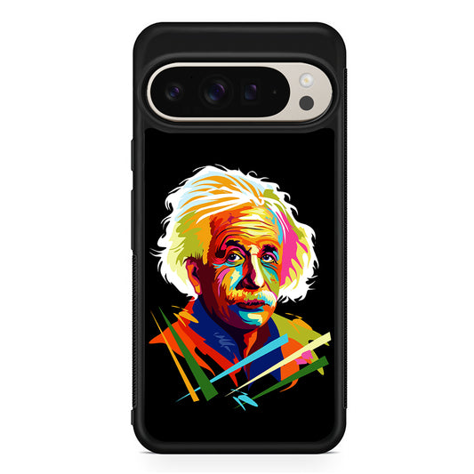 Albert Einstein Pop Art Black Google Pixel 9 Pro Case | Slim Protective Cover