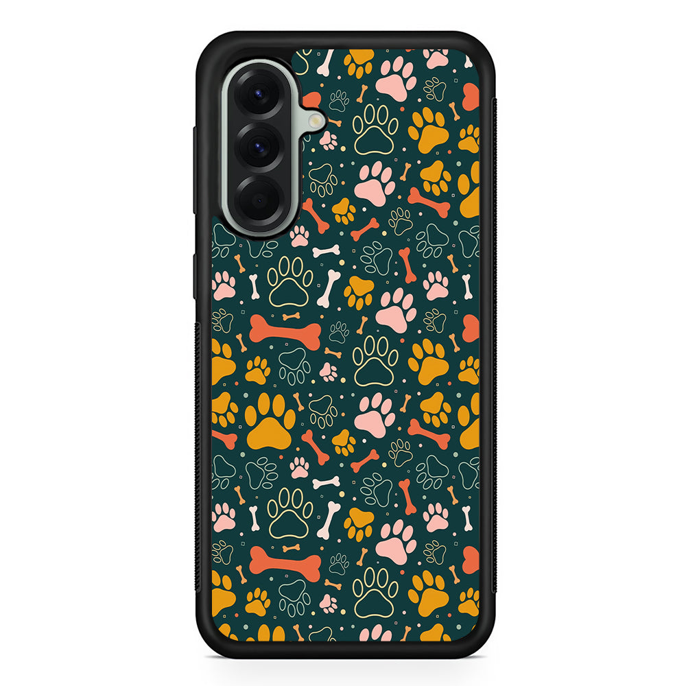 Dog Tracks and Bones Samsung Galaxy A56 Case | Samsung Galaxy A56 Protective Rubber Case