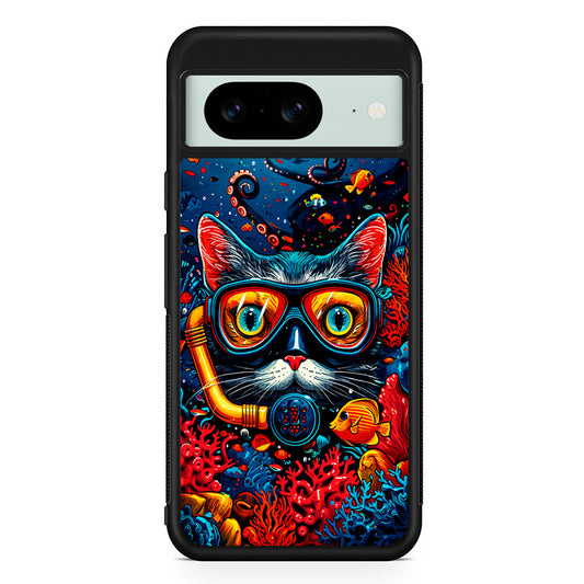 Kitty Cat Under The Sea Google Pixel 8 Case | Durable Protective Cover for Google Pixel 8