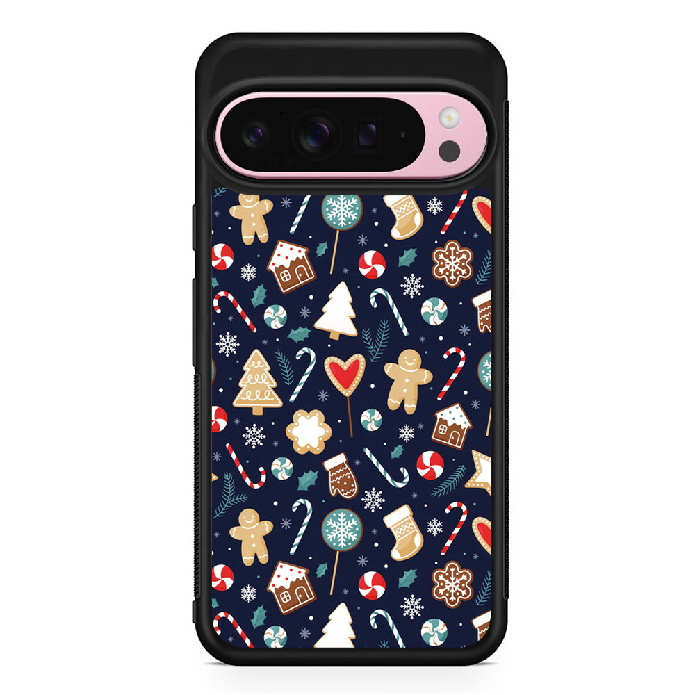 Christmas Ornaments Pattern Navy Google Pixel 9 Pro XL Case | Protective Cover