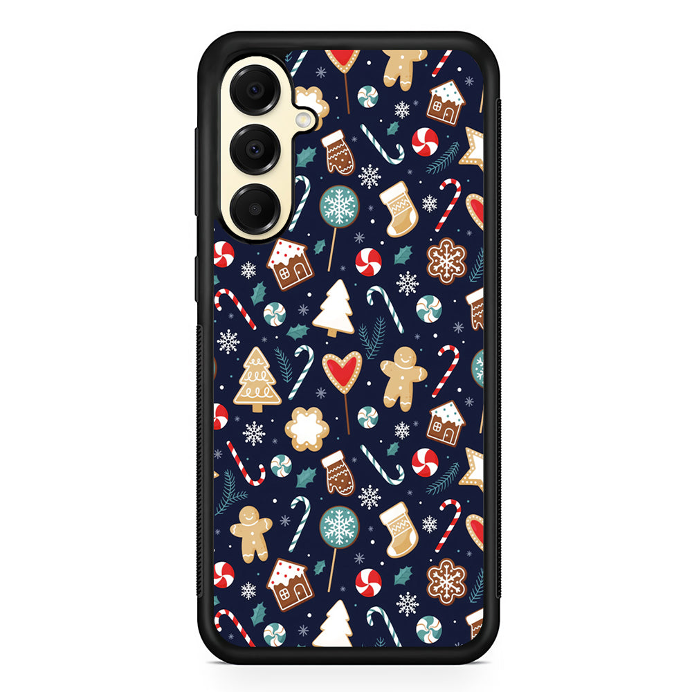 Christmas Ornaments Pattern Navy Samsung Galaxy A16 Case | Slim Rubber Samsung Galaxy A16 Case