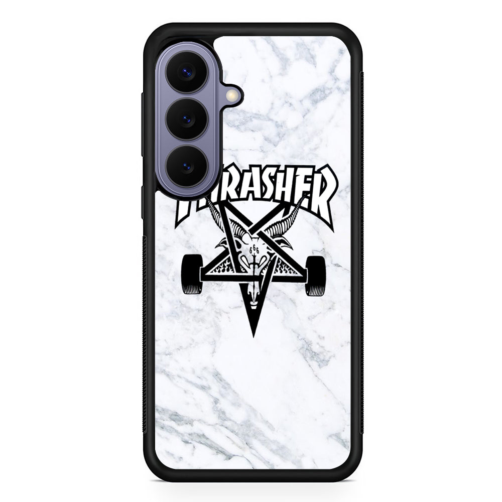 Thrasher x Pentagram White Marble Samsung Galaxy S26 Case | Lightweight Samsung Galaxy S26 Phone Case