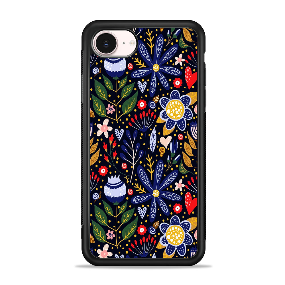 Flowers on a Dark Aesthetic iPhone 17e Case - Silicone Case