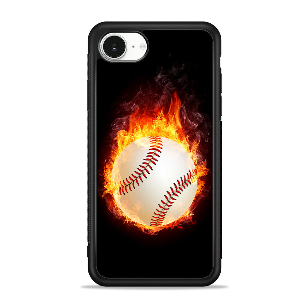 Baseball Ball on Fire iPhone 16e Case | Protective Phone Cover