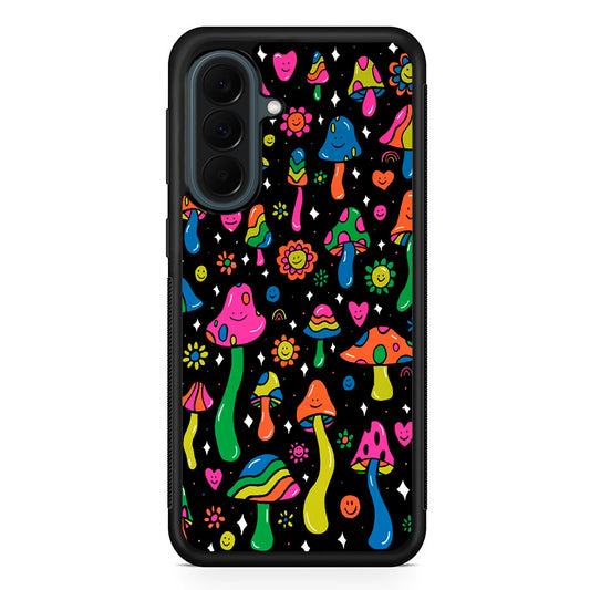 Various Mushrooms Smile Colorful Samsung Galaxy A37 Case | Samsung Galaxy A37 Rubber Phone Case
