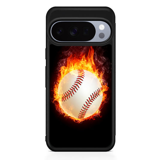 Baseball Ball on Fire Google Pixel 10 Pro Case | Slim Google Pixel 10 Pro Rubber Case