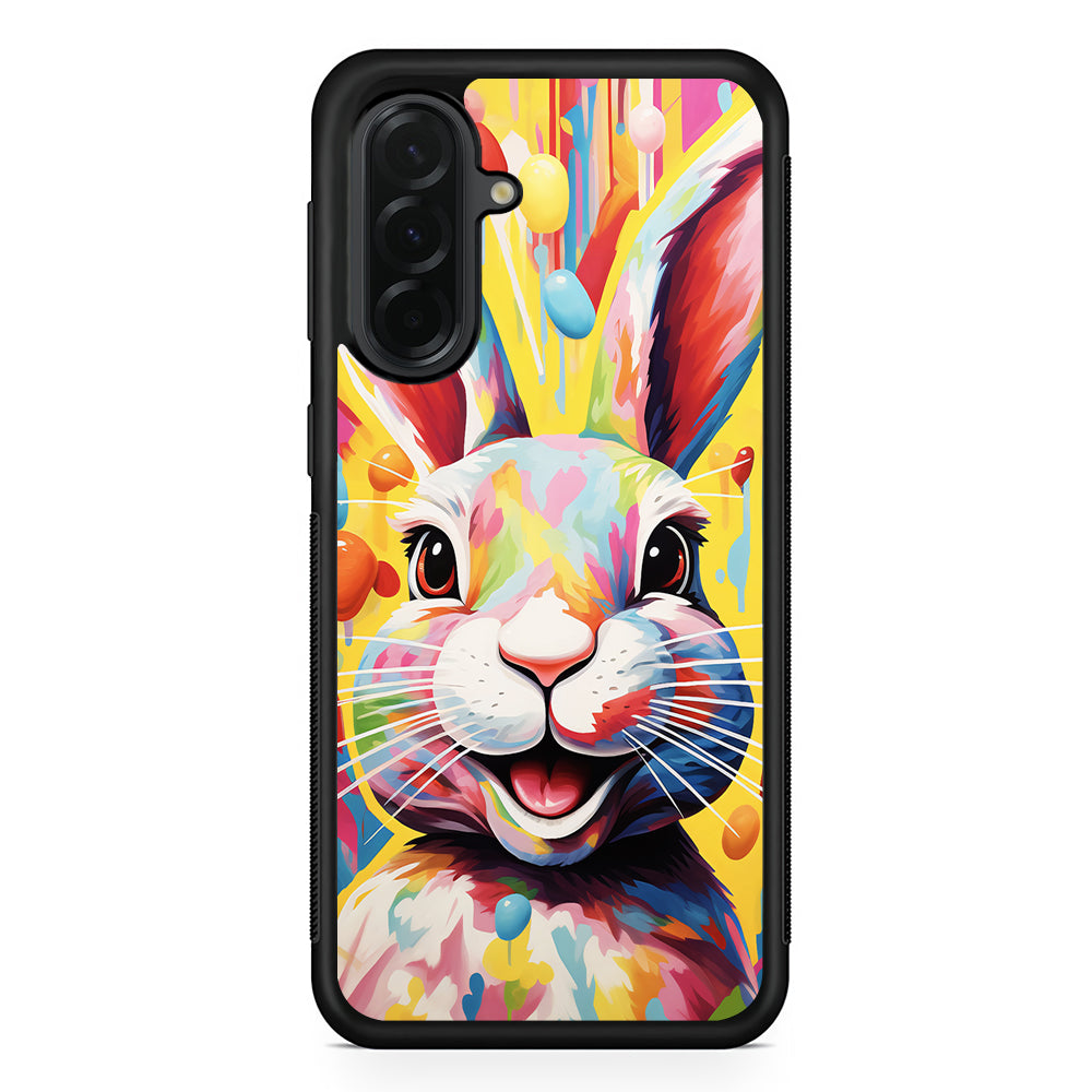 Happy Rabbit Painting Samsung Galaxy A36 Case | Protective Rubber Cover