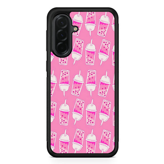 Bubble Tea Pink Pattern Samsung Galaxy A36 Case | Protective Rubber Cover