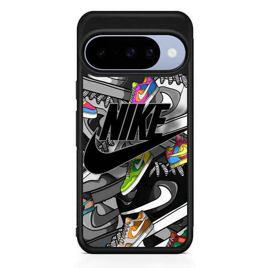 Nike Collection Shoes Black Logo Google Pixel 10 Case | Google Pixel 10 Rubber Protective Case